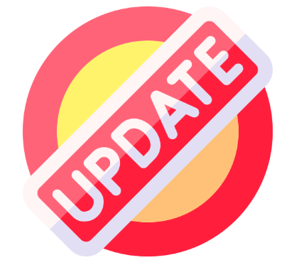 red circle filled with gradient yellow to orange with "Update" written across the opening