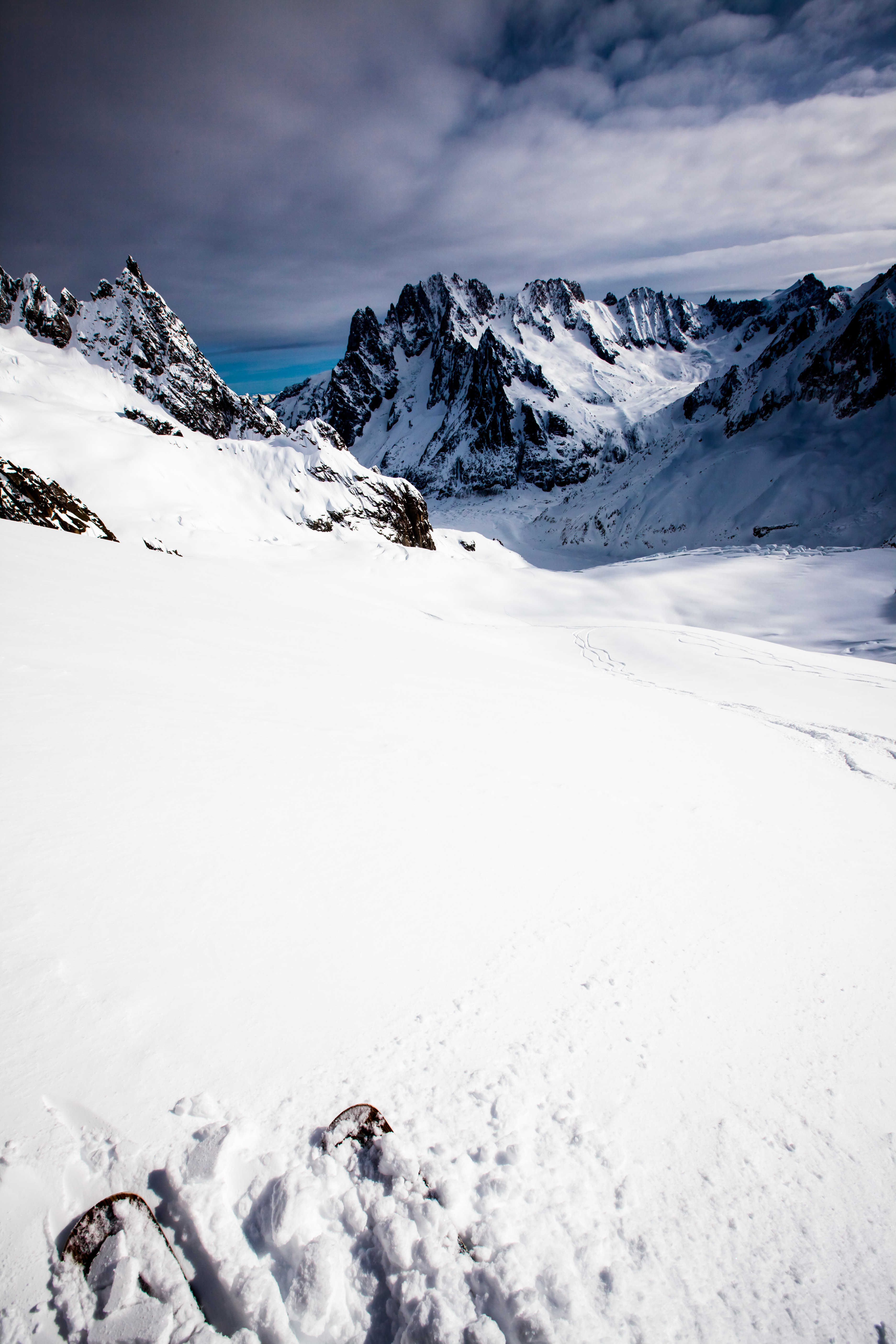 endless flat glacier alone.