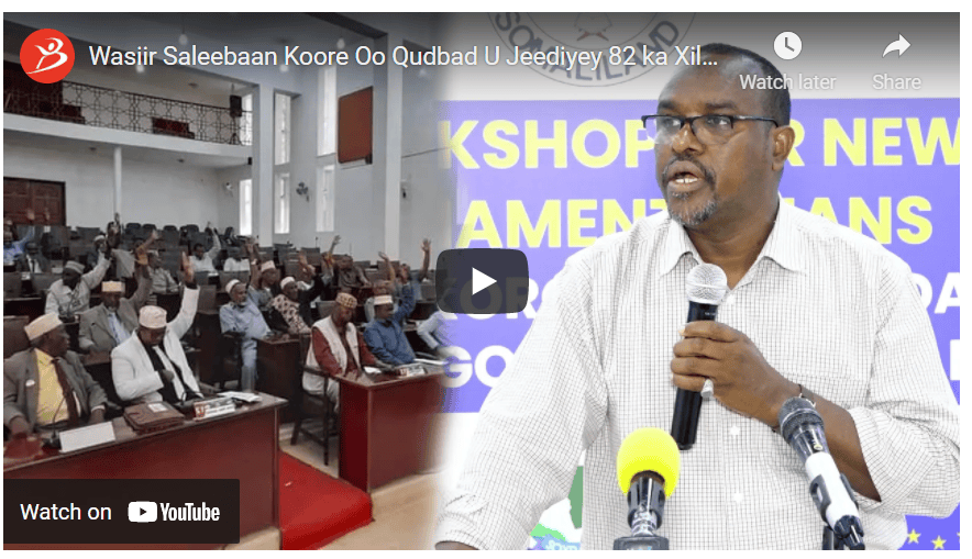 Wasiir Saleebaan Koore Oo Qudbad U Jeediyey 82 ka Xildhibaan Ee Wakiilada