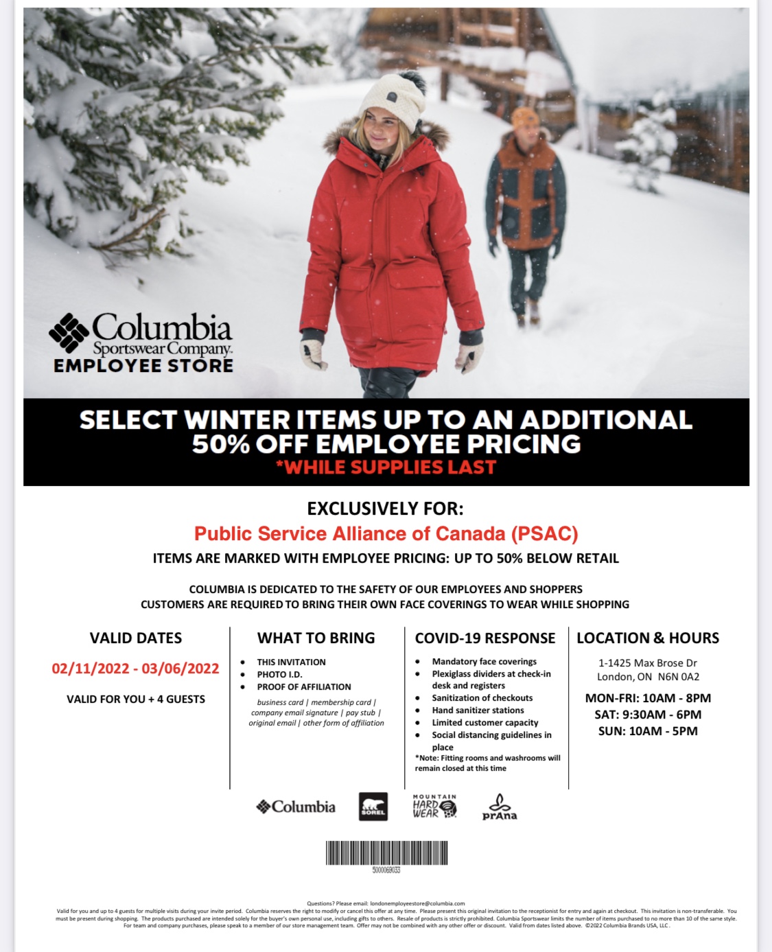 Employee pricing at columbia sportswear