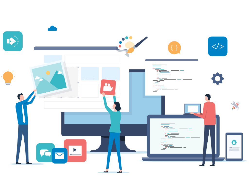People building a website via programming