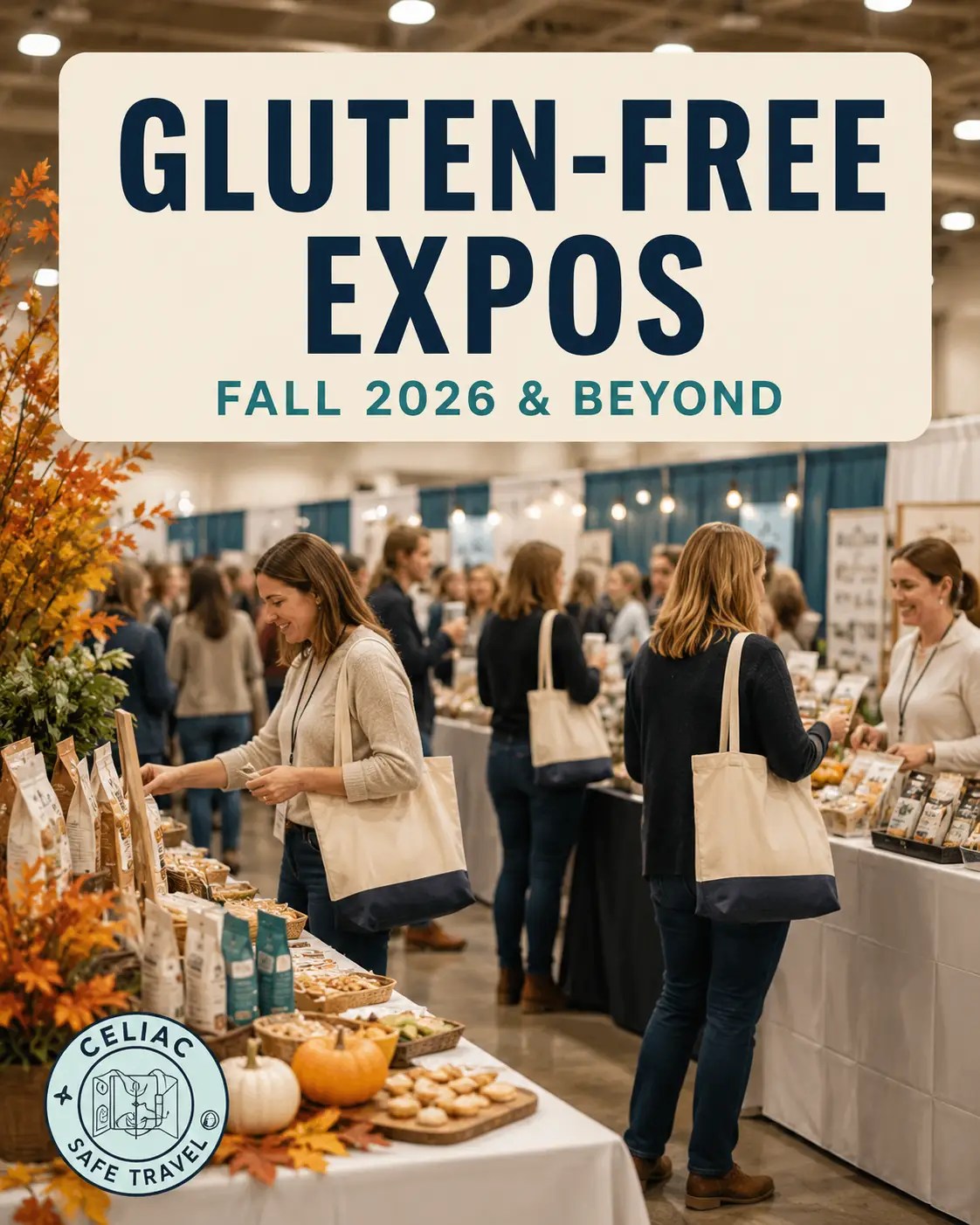 Gluten-Free Expos Fall 2026 & Beyond — Celiac Safe Travel cover with expo hall photos