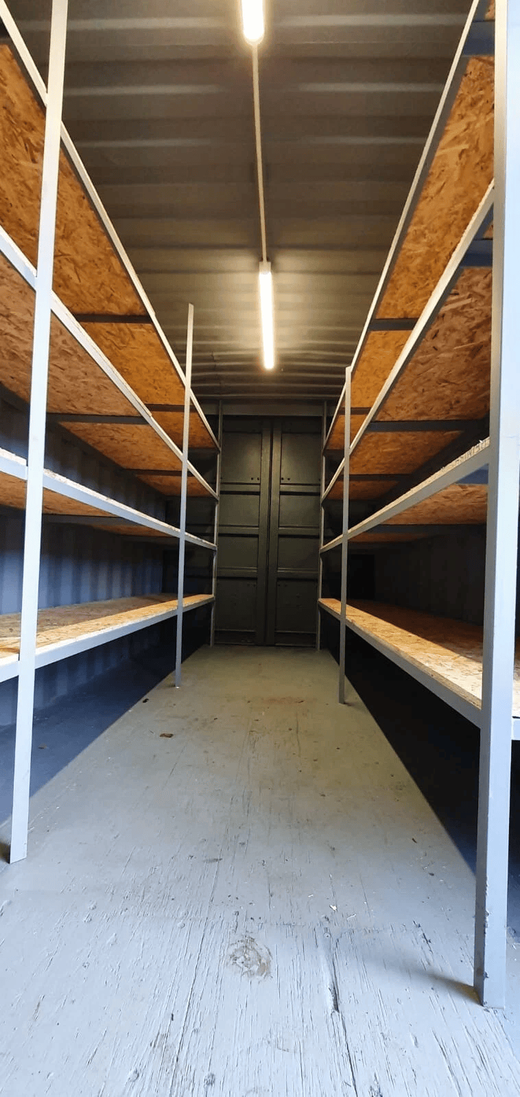 20 x 8Ft 9ft 6 high cube Container, With Anti Condensation, Lighting & Shelving.