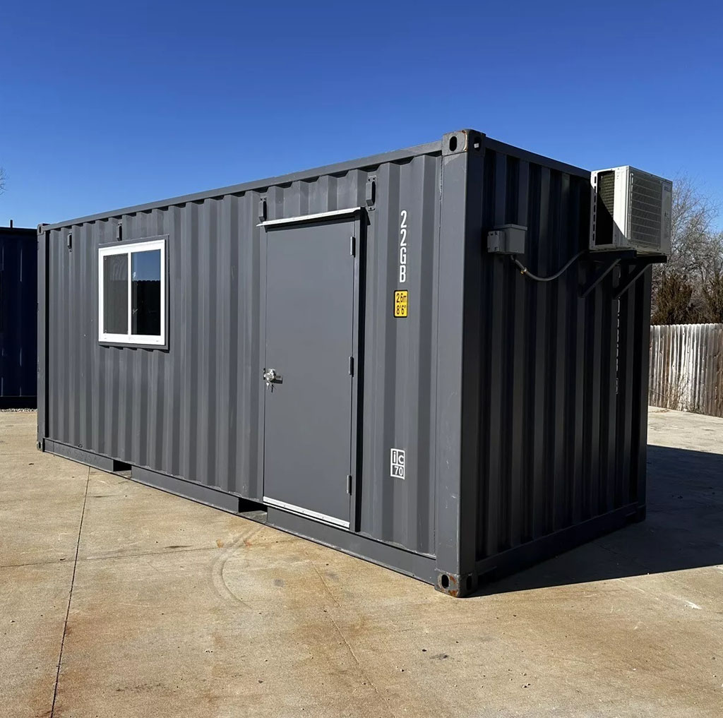 20 ft 20’ Slate Gray Shiplap 120V Shipping Container Office Minisplit