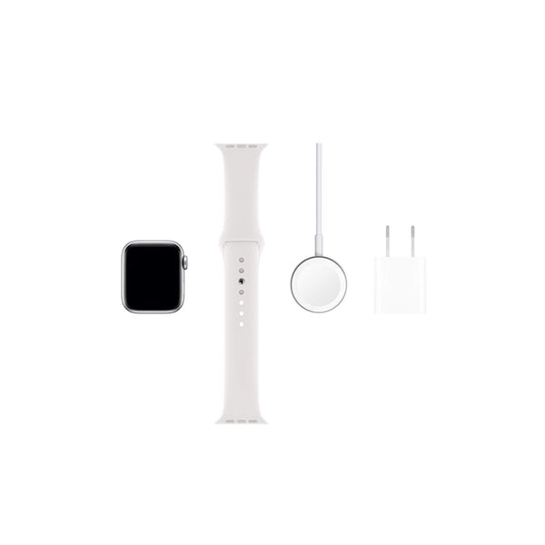 Apple Watch Series 5 Gps + Cellular 44mm Silver Aluminium Case White Band