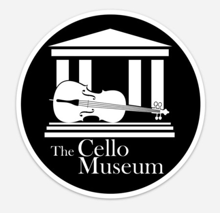 Sticker design wiThe Cello Museum logo for cello and laptop stickers.