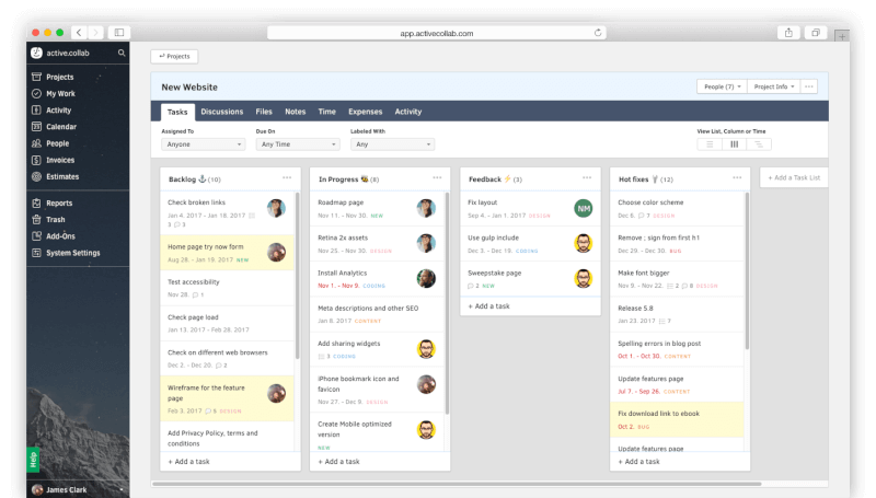 ActiveCollab - Best for teams that need to track time and invoice clients