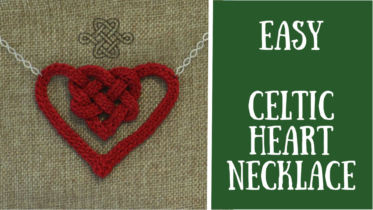 celtic heart necklace, red, easy crochet project