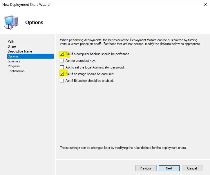 deploymentshare wizard