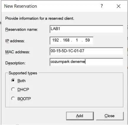Windows Server DHCP Server Kurulumu 21 dhcp new reservation ghtgez