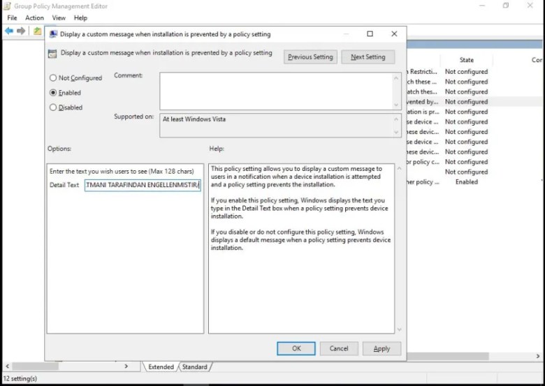 Active Directory Güvenlik Önerileri 4 display custom messages