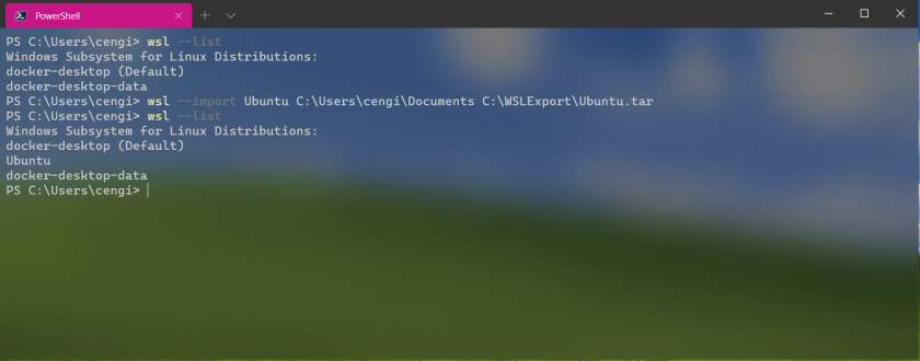 import wsl 1