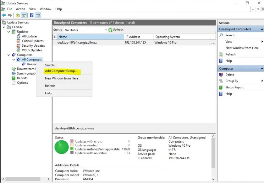 wsus add computer