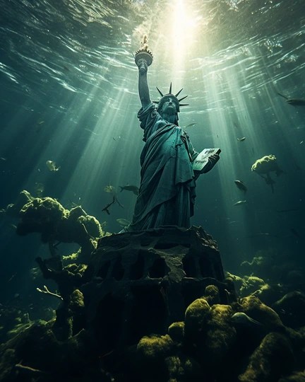 Estatua de la Libertad bajo el agua