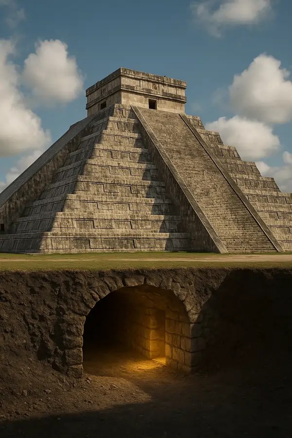 Reconstrucción del túnel bajo la Pirámide de Kukulcán
