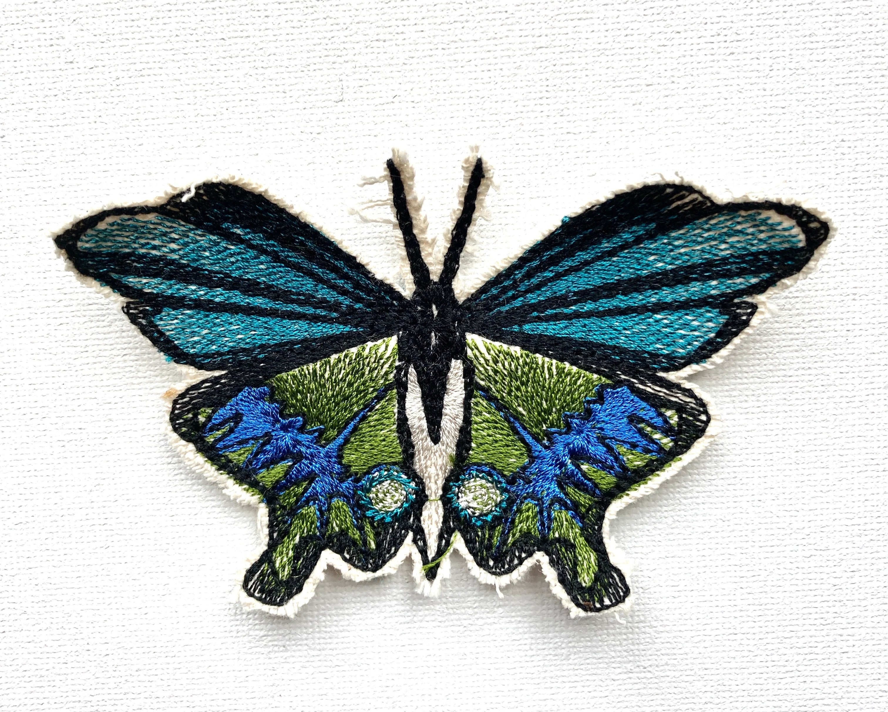 Embroidered Blue Butterfly Patch Center For Lost Objects