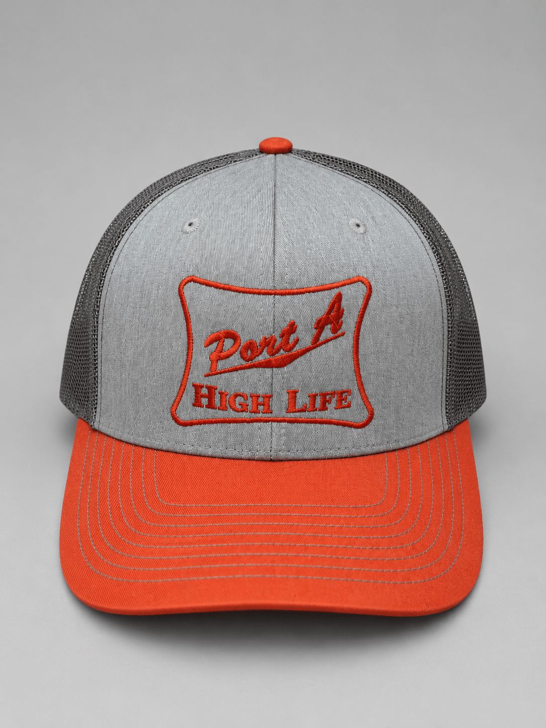 Port A High Life Hat – Heather Gray / Charcoal / Neon Orange