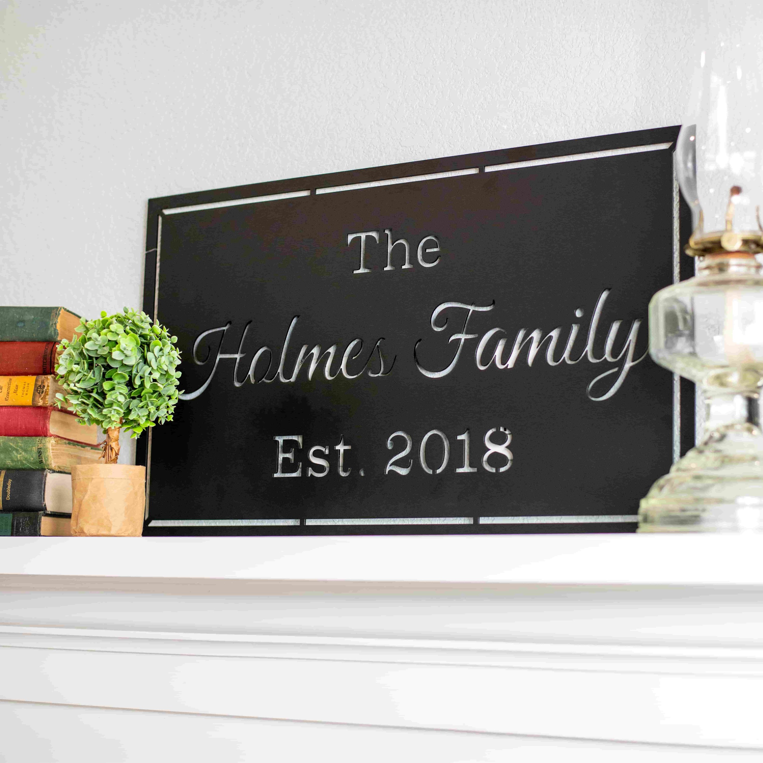 Custom Family Name & Established Date Metal Wall Sign