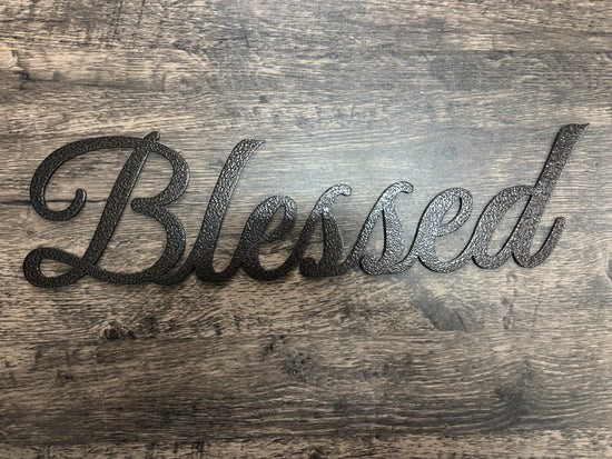 Blessed Cursive Metal Word Art Sign
