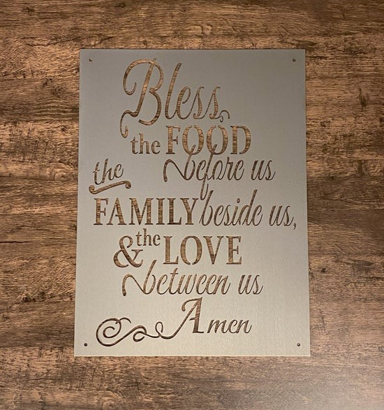 Bless the Food Before Us Metal Wall Sign