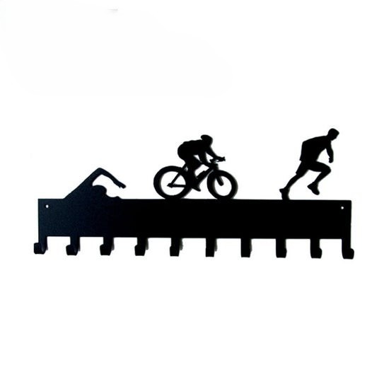 Men’s Triathlon Figures Metal Medal Hanger – 10 Hooks