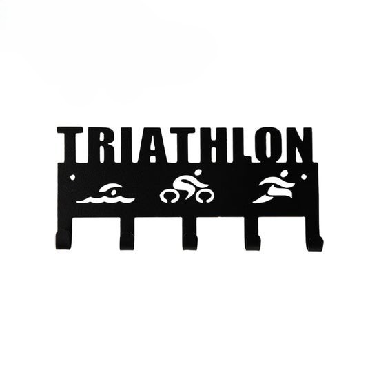Triathlon Word Swim Bike Run Metal Medal Hanger – 5 Hooks