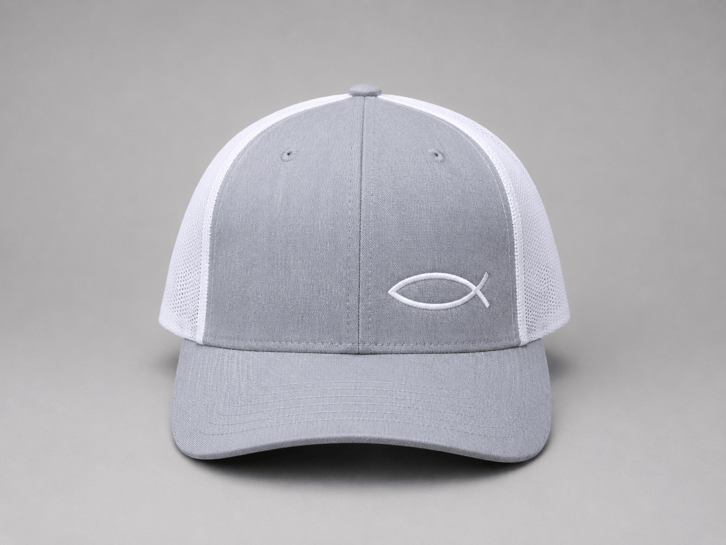 Ichthys Fish Hat – Heather Gray / White
