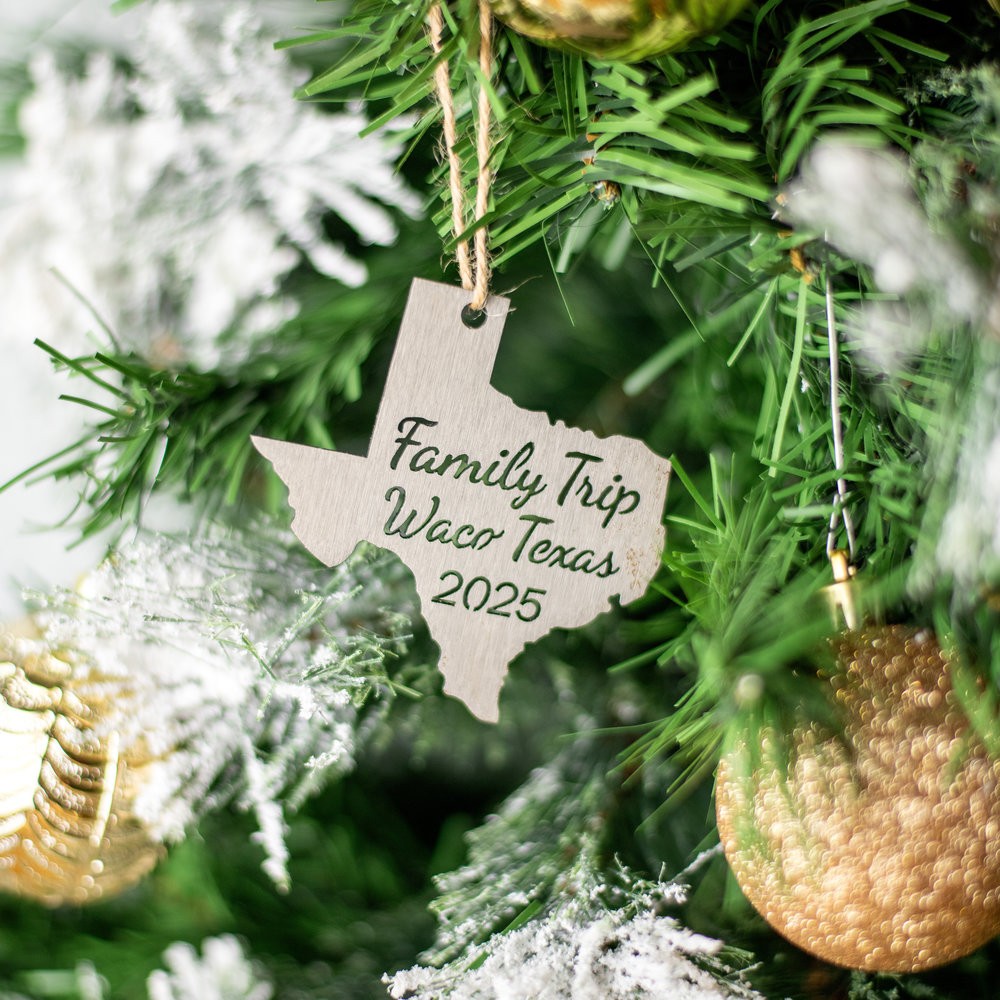 Custom Texas-Shaped Family Trip Christmas Ornament