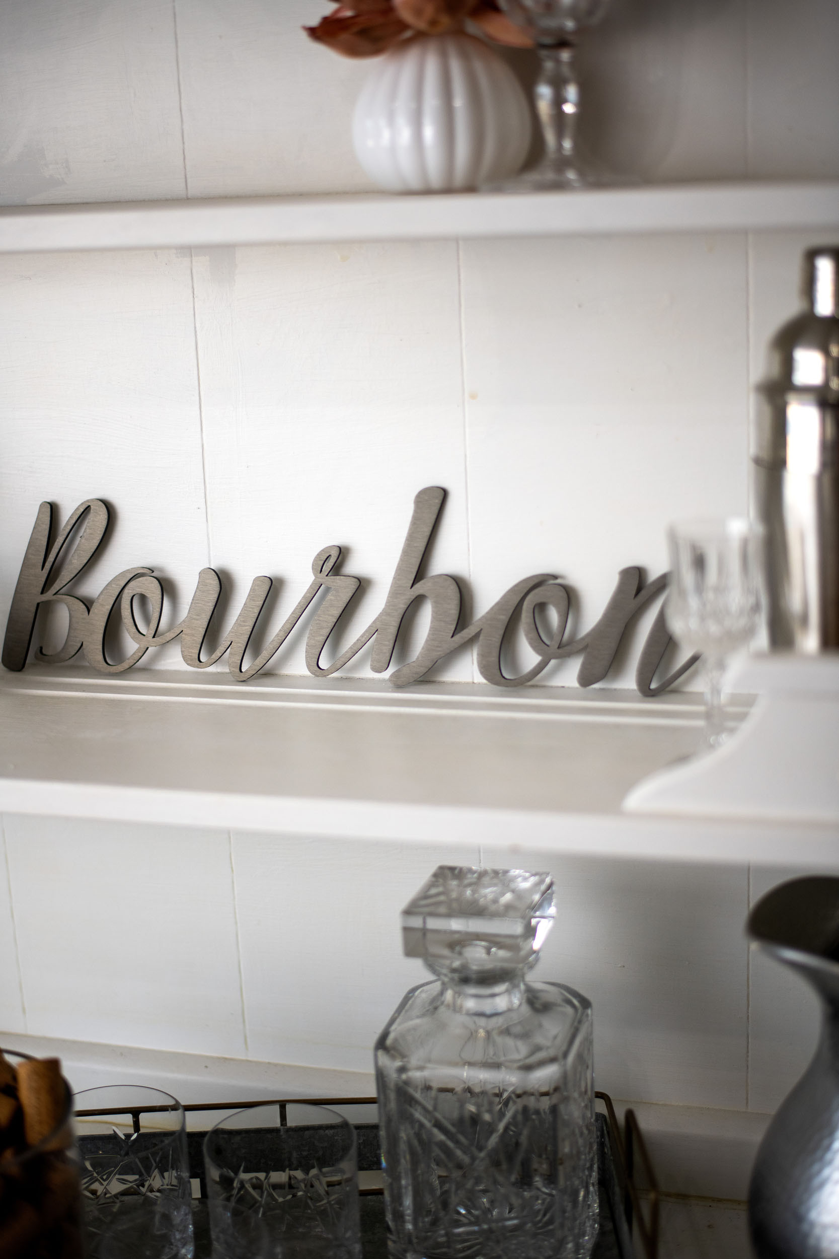 Bourbon Cursive Metal Art Sign