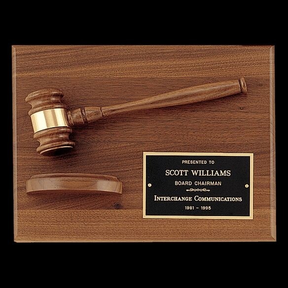 Walnut Gavel Recognition Plaque