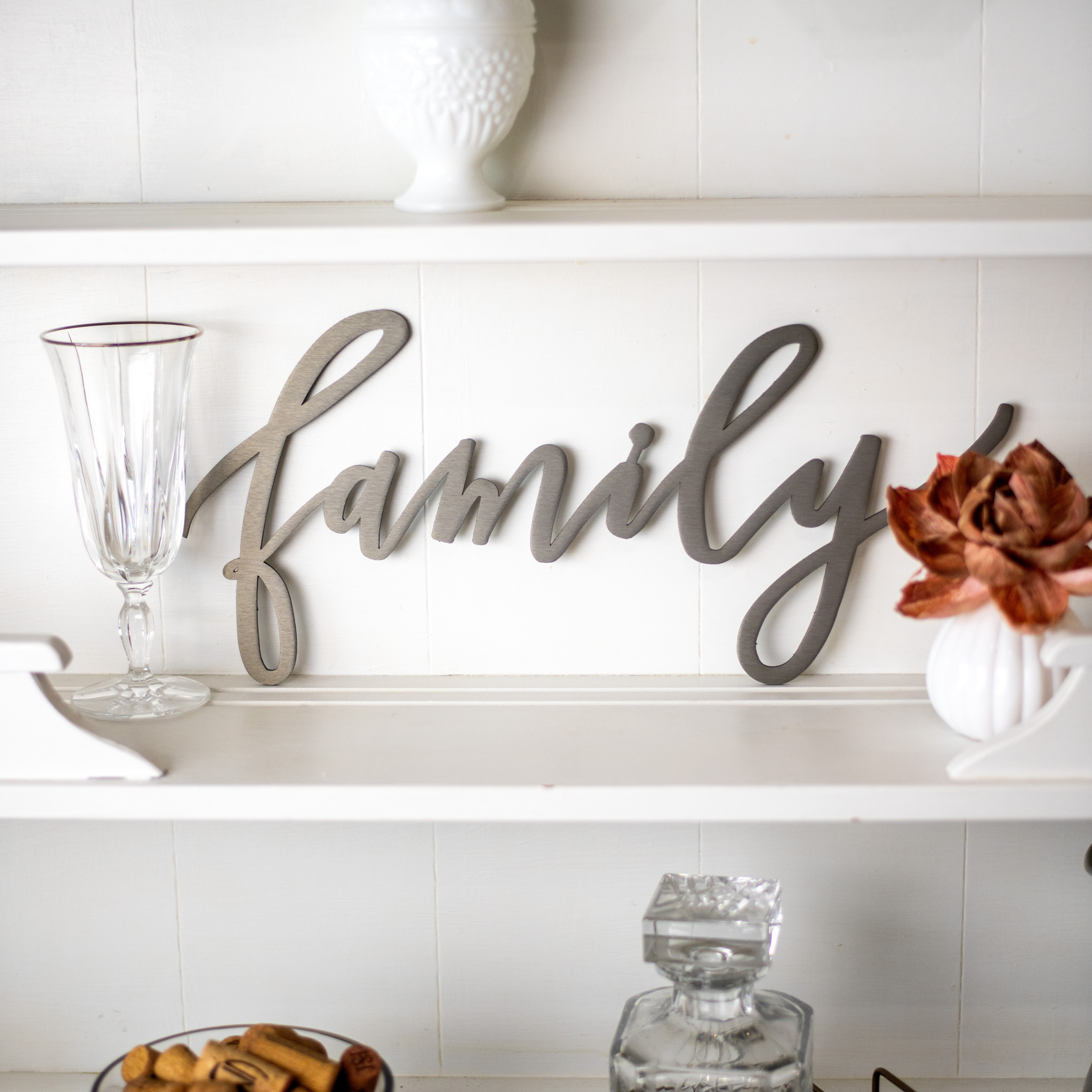 Family Cursive Metal Word Art Sign
