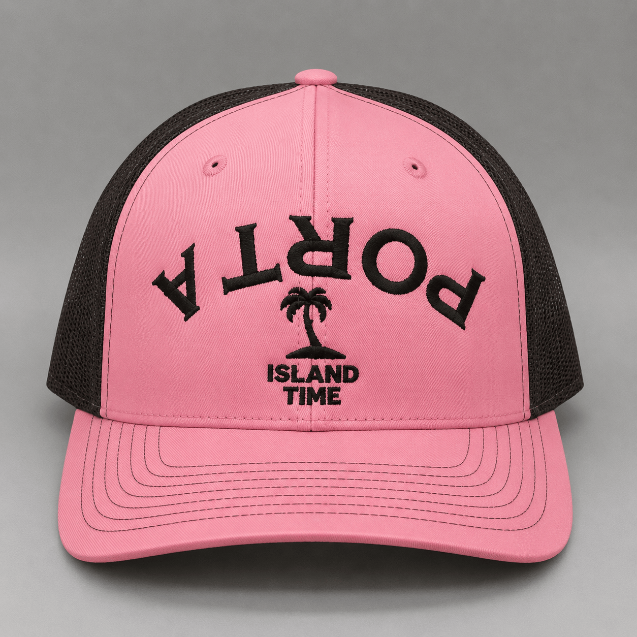 Upside Down Port A Island Time Hat – Hot Pink/Black