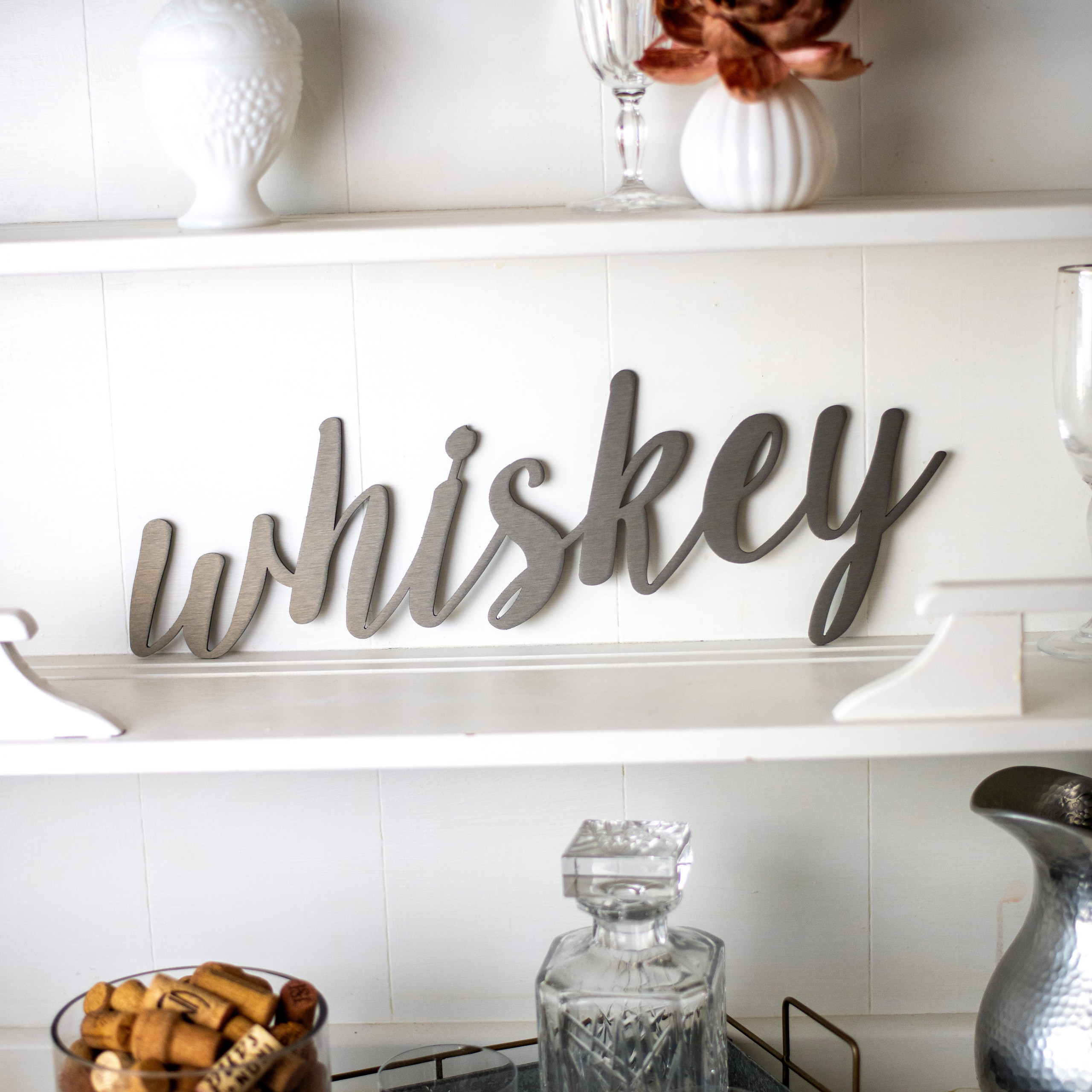 Whiskey Cursive Metal Art Sign