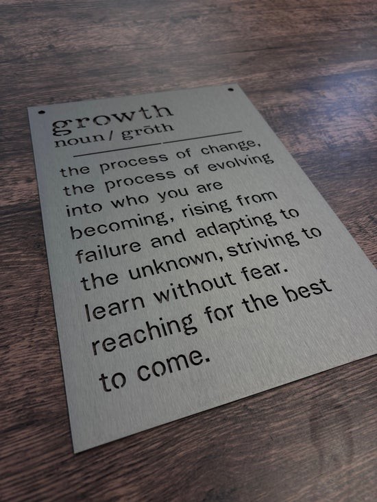Growth Definition – Inspirational Metal Wall Art Sign