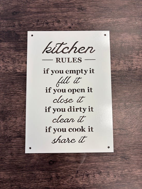 Kitchen Rules Metal Wall Sign