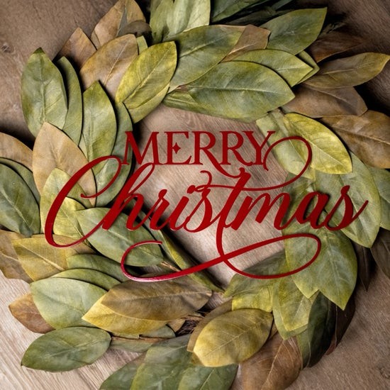 Merry Christmas Script Metal Wreath Sign