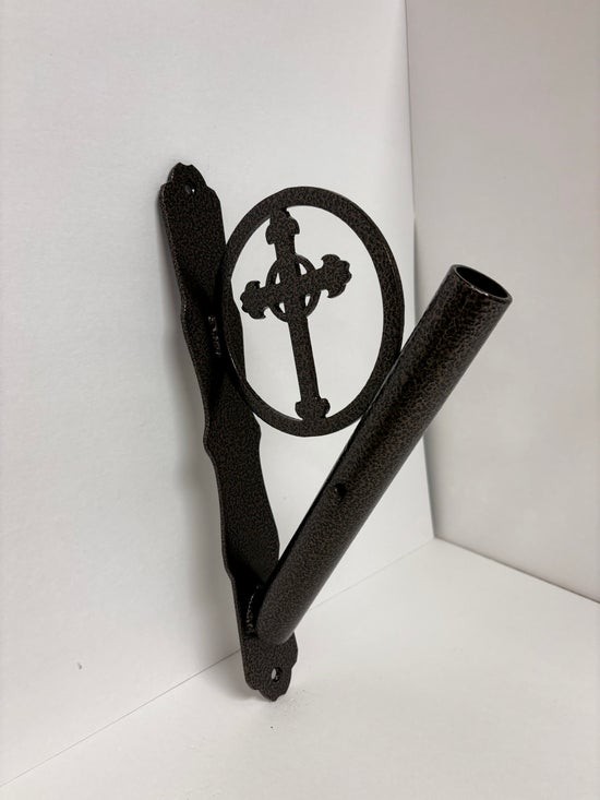Side-Facing Cross - Metal Flagpole Holder