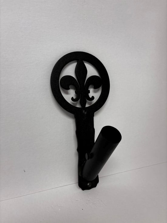 Front-Facing Fleur-de-Lis - Metal Flagpole Holder