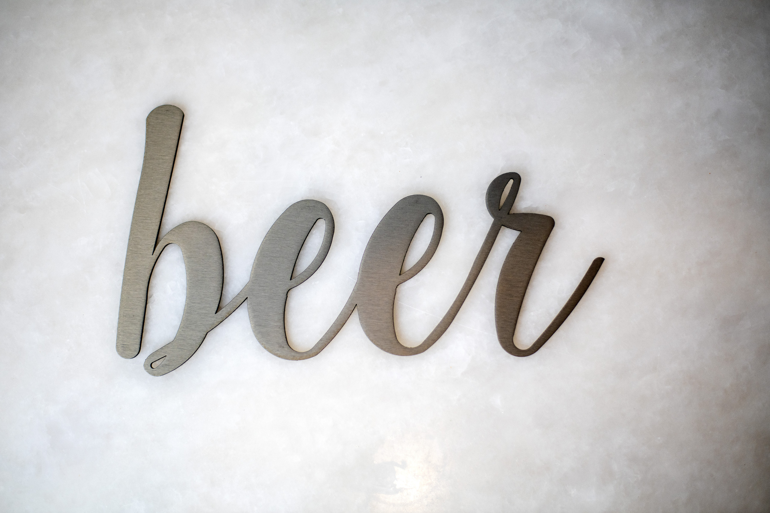 Beer Cursive Metal Art Sign