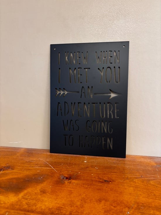 I Knew When I Met You Our Adventure Metal Wall Sign