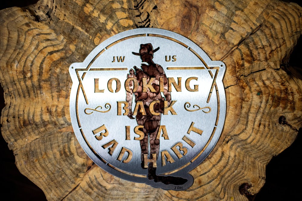 John Wayne "Looking Back" Shadow Metal Wall Art