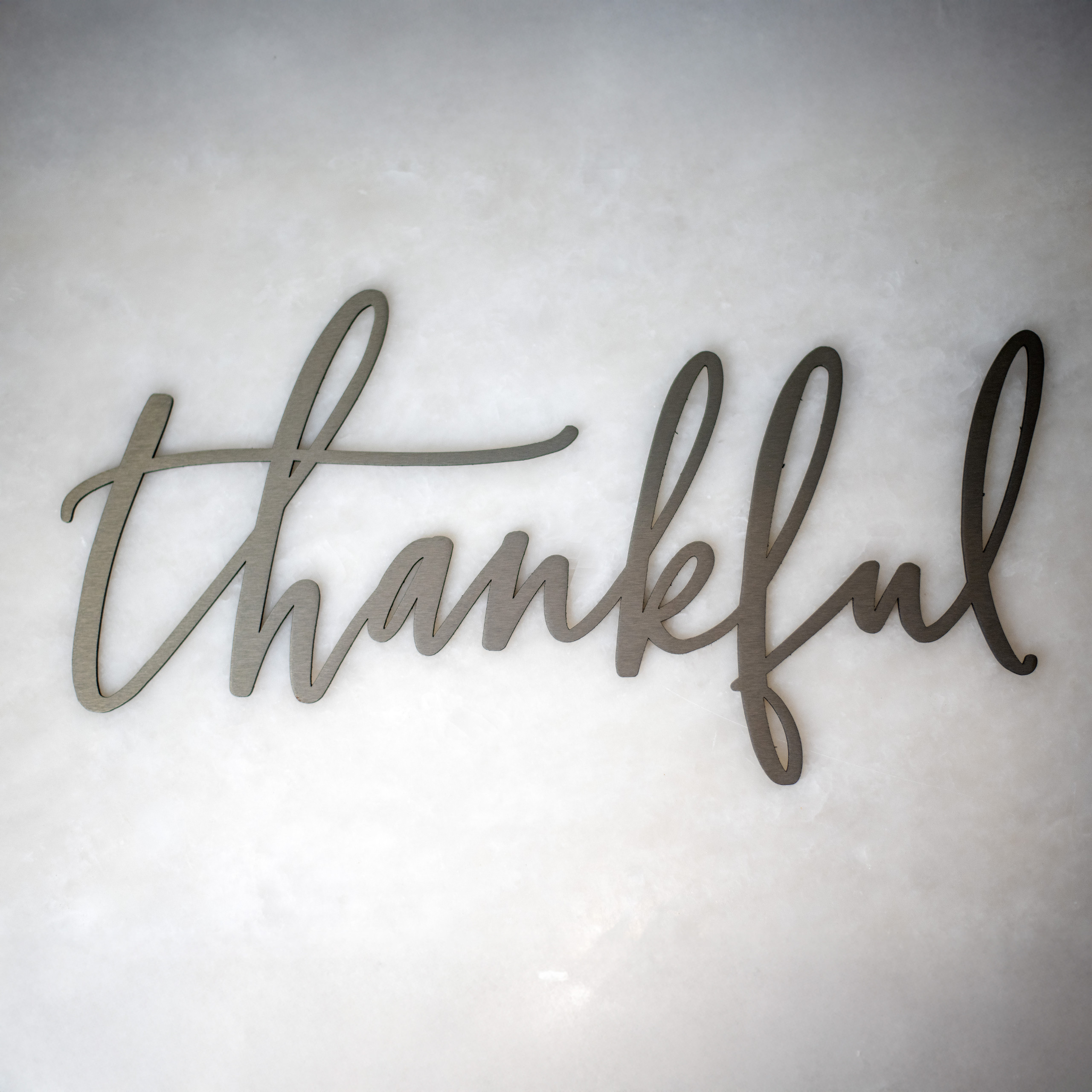 Thankful Cursive Metal Word Art Sign