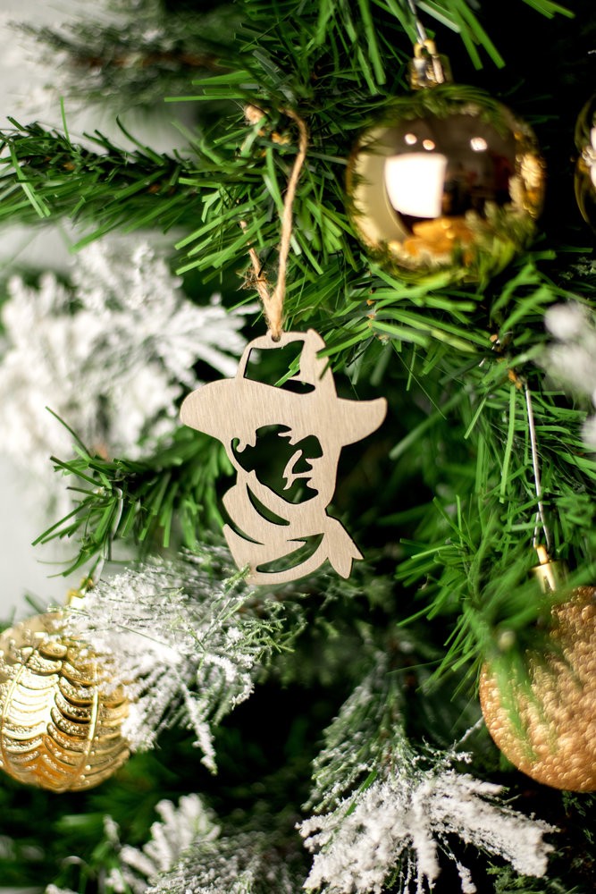 John Wayne Cowboy Silhouette Metal Christmas Ornament