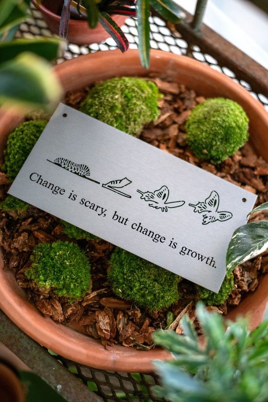 Change Is Scary, But Change Is Growth Metal Wall Sign