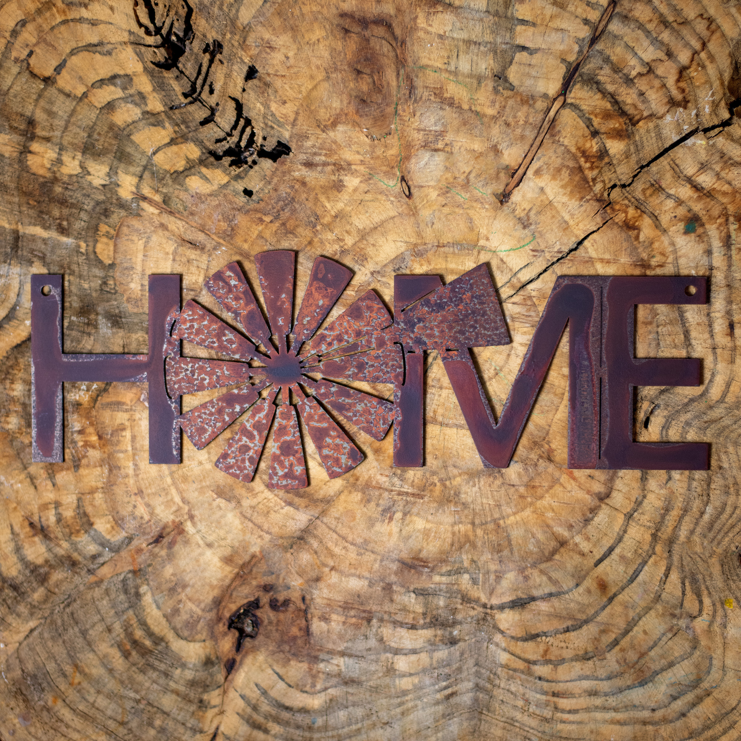 Rustic Windmill "Home" Metal Wall Art Sign