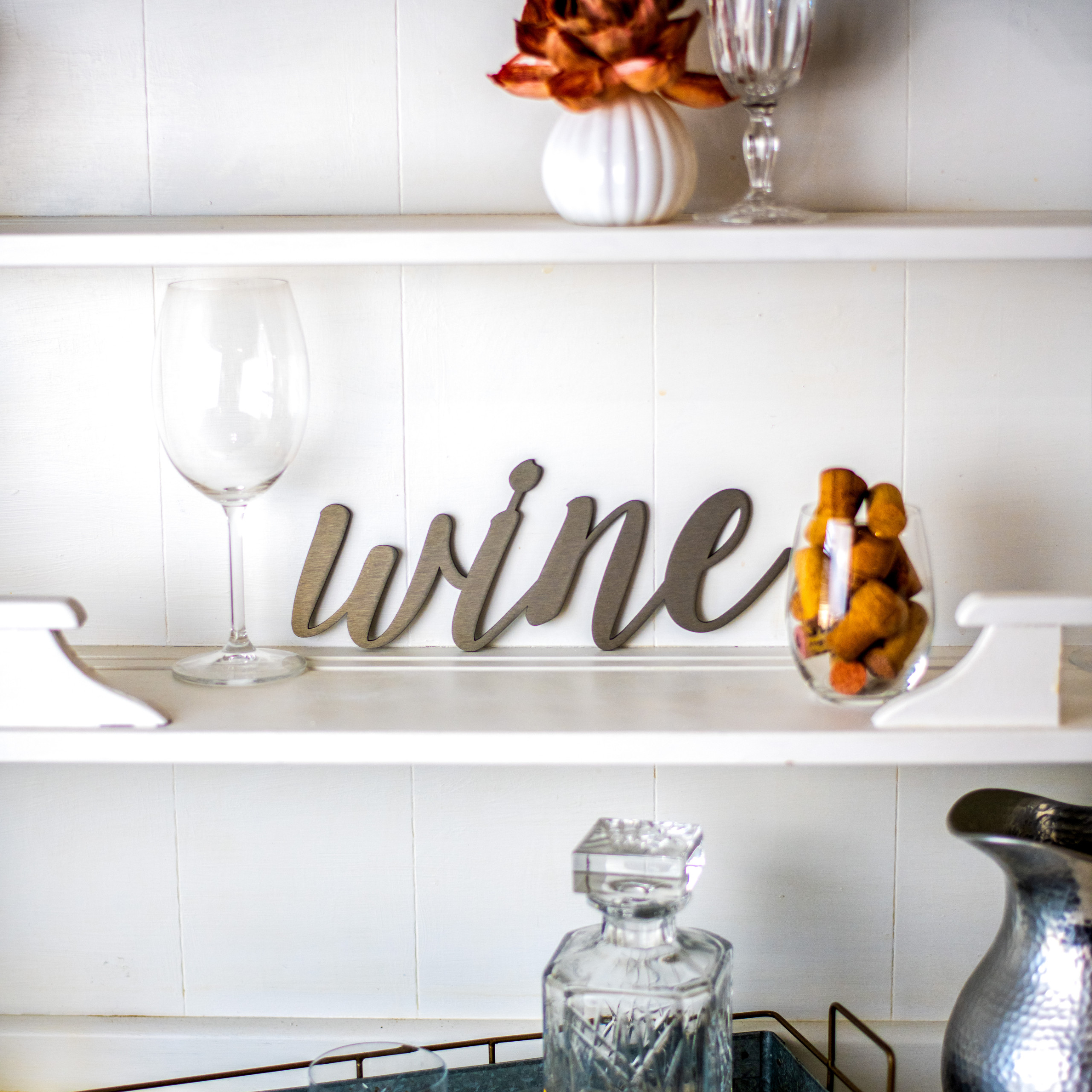 Wine Cursive Metal Art Sign
