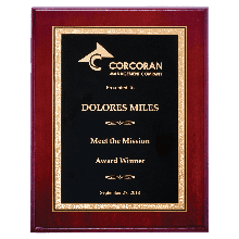 Rosewood Finish Black & Gold Recognition Plaque