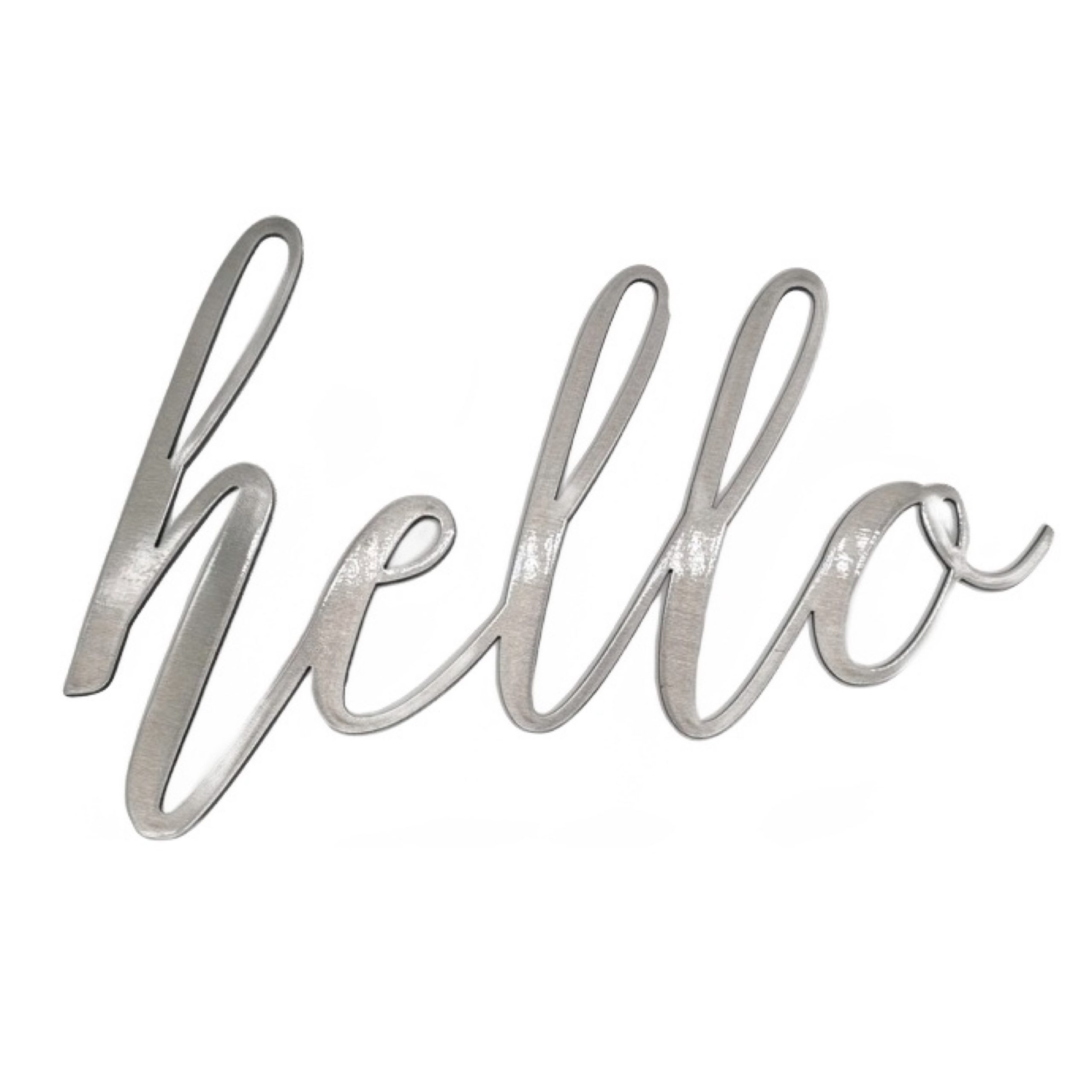 Hello Cursive Metal Word Art Sign