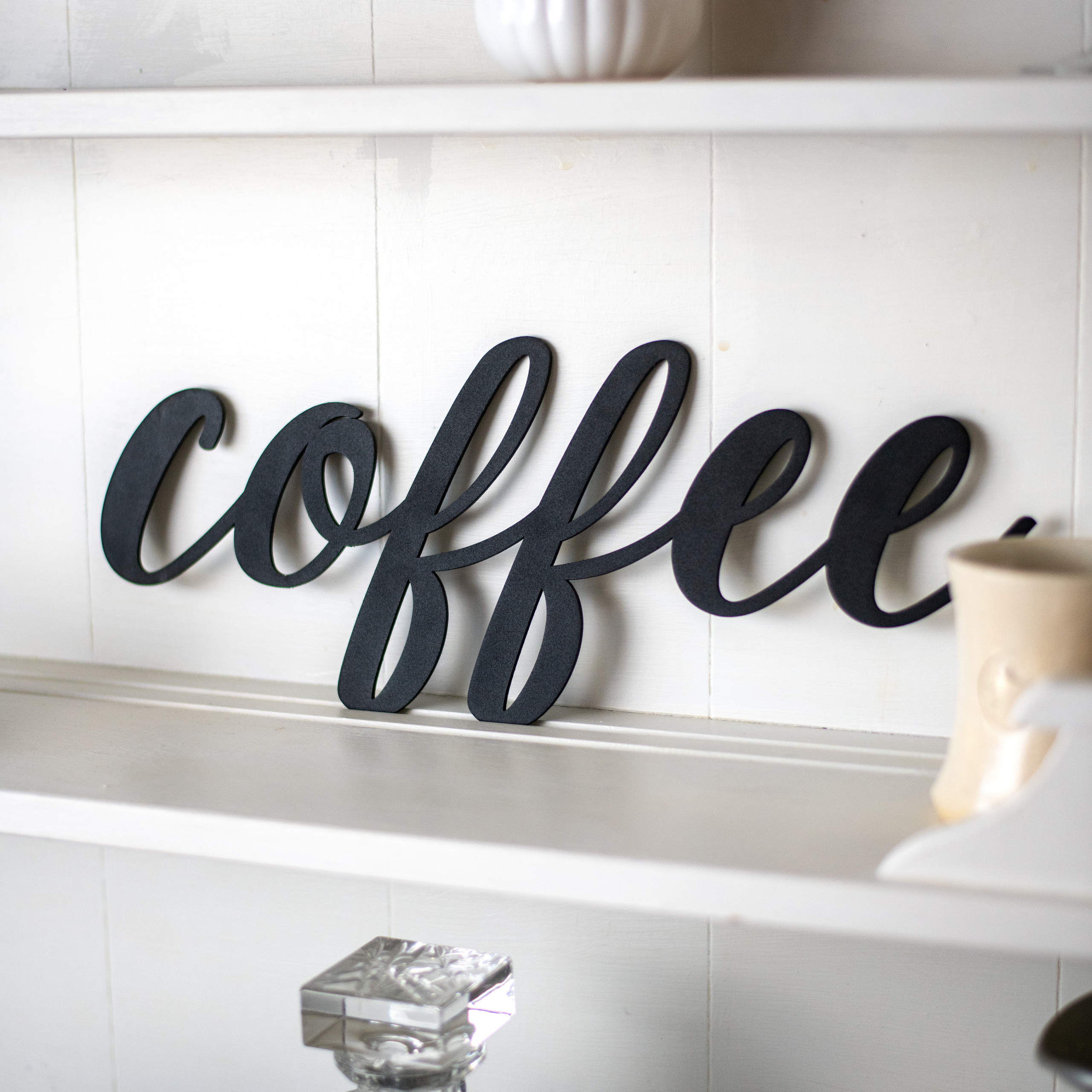 Coffee Cursive Metal Word Art Sign