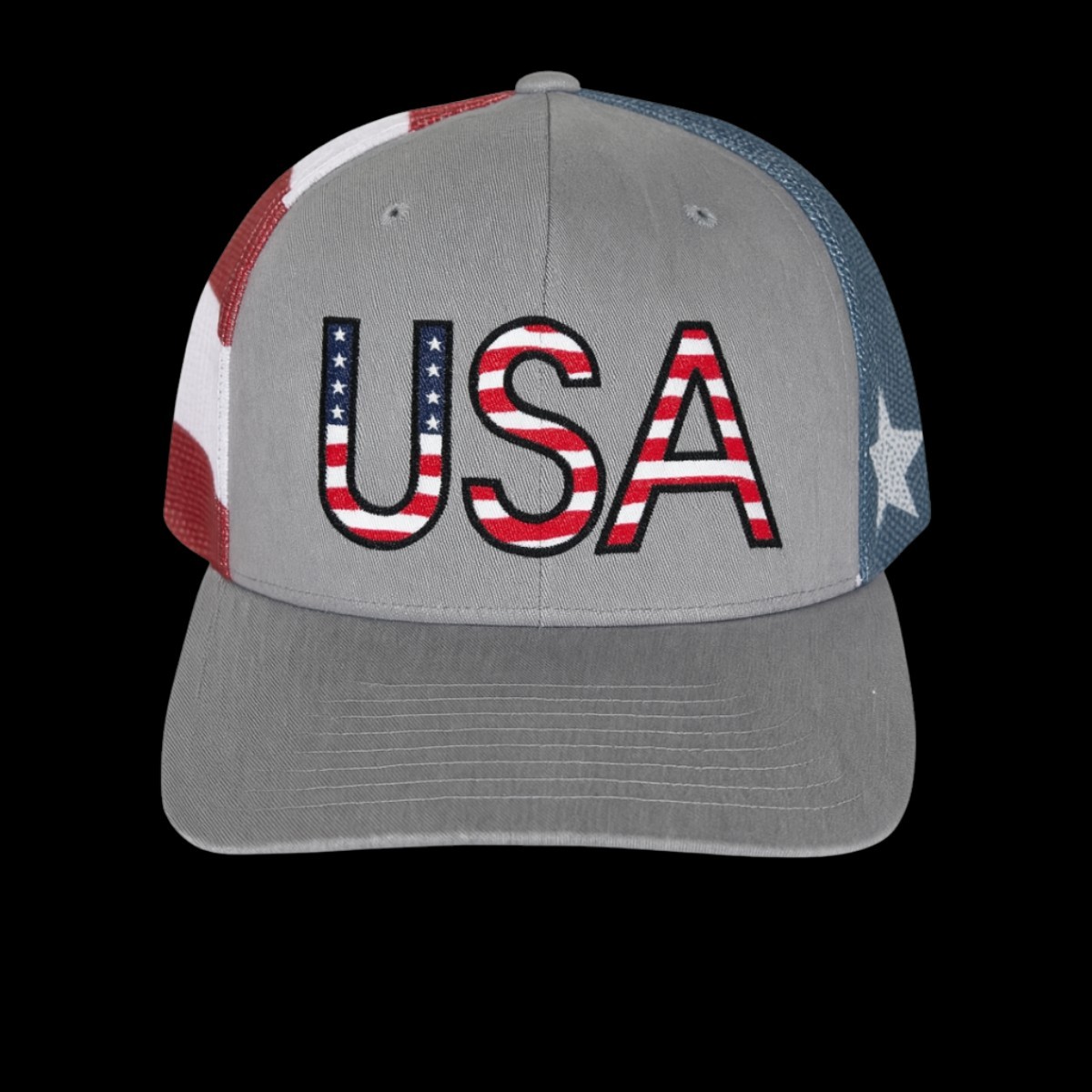 USA American Flag Hat – Gray Patriotic Snapback